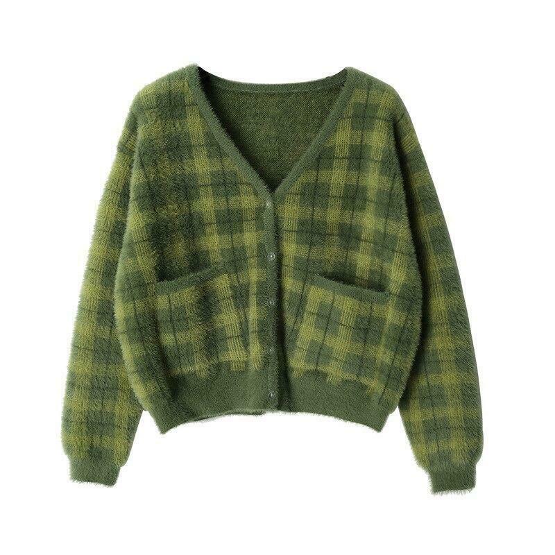 Indie Girl Green Cropped Sweater - Y2K Aesthetic Coquette Style for Women's Fashion