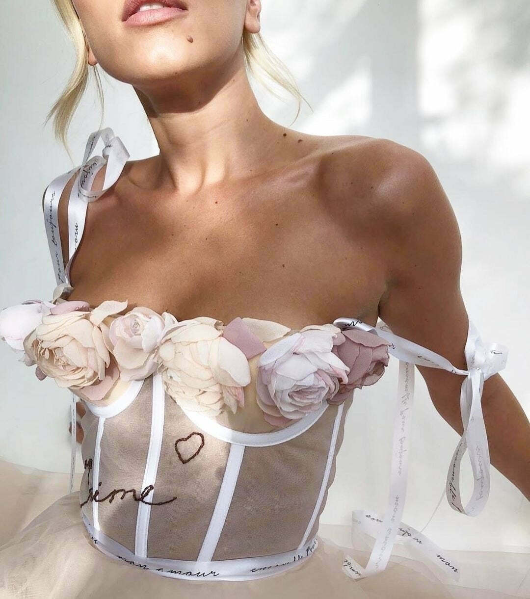 J'aime Floral Corset Top - Y2K Fashion with Coquette Aesthetic, Grunge Style, and Pastel Goth Vibes