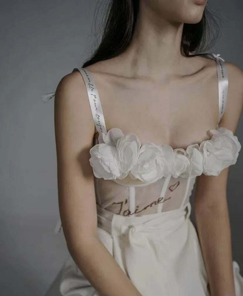 J'aime Floral Corset Top - Y2K Fashion with Coquette Aesthetic, Grunge Style, and Pastel Goth Vibes