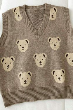 Kare Bear Printed Vest - Y2K Fashion Coquette Aesthetic Grunge Style Cute Tops Pastel Goth