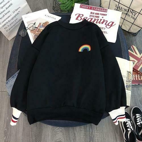 Kawaii Rainbow Embroidered Sweatshirt - Y2K Aesthetic Coquette Fashion for Women
