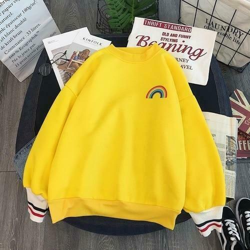 Kawaii Rainbow Embroidered Sweatshirt - Y2K Aesthetic Coquette Fashion for Women