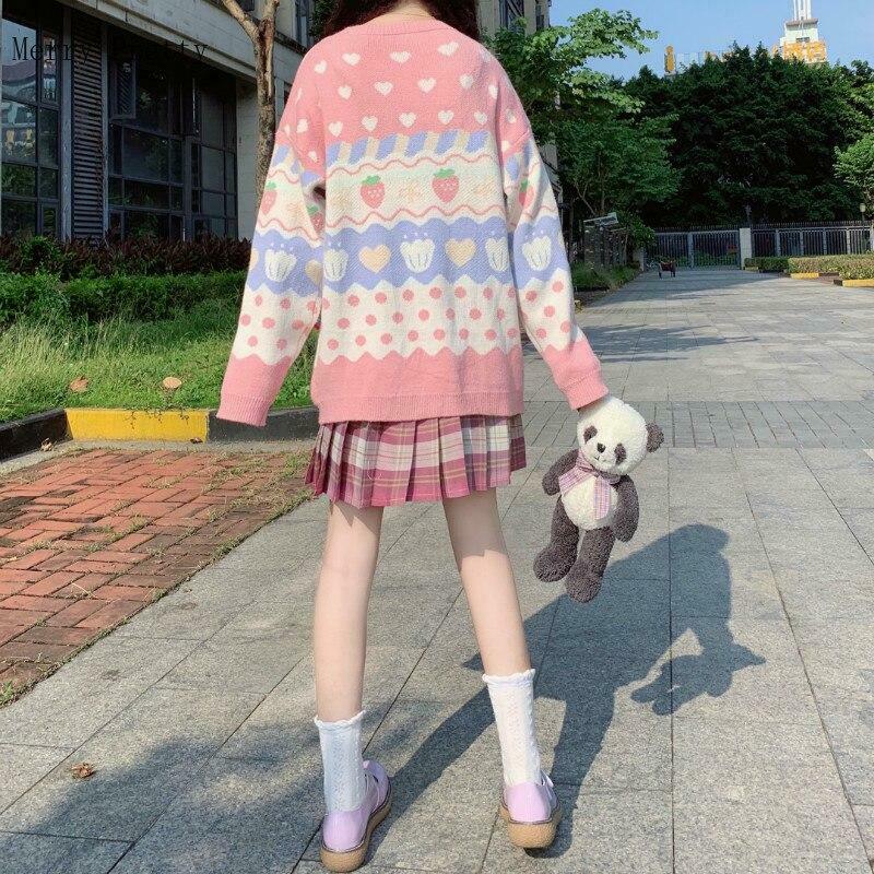 Kawaii Strawberry Sweater: Y2K Fashion with a Cute and Coquette Aesthetic Touch