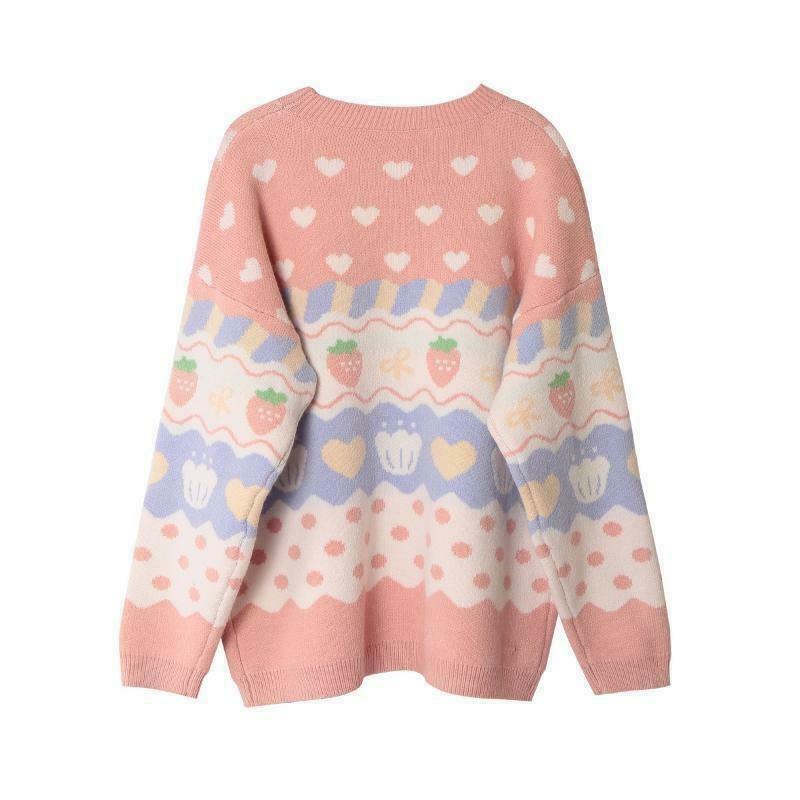 Kawaii Strawberry Sweater: Y2K Fashion with a Cute and Coquette Aesthetic Touch