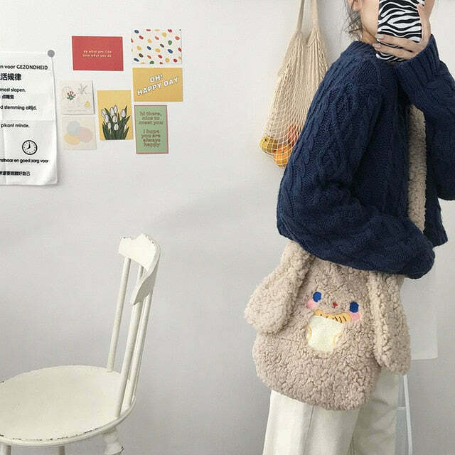 Kawaii Style Bunny Handbag for Y2K Fashion Enthusiasts with Coquette Aesthetic and Grunge Style