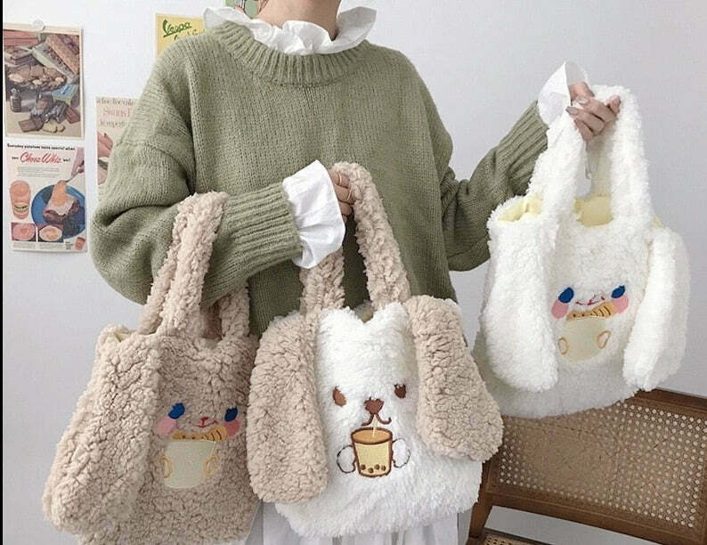 Kawaii Style Bunny Handbag for Y2K Fashion Enthusiasts with Coquette Aesthetic and Grunge Style