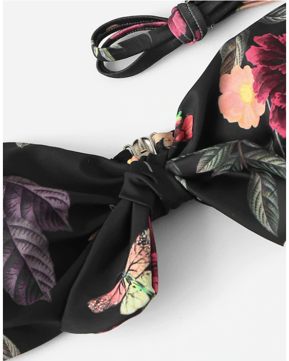 Leaf Print Bikini Set with Tie Shoulders - Y2K Fashion Swimwear for Women