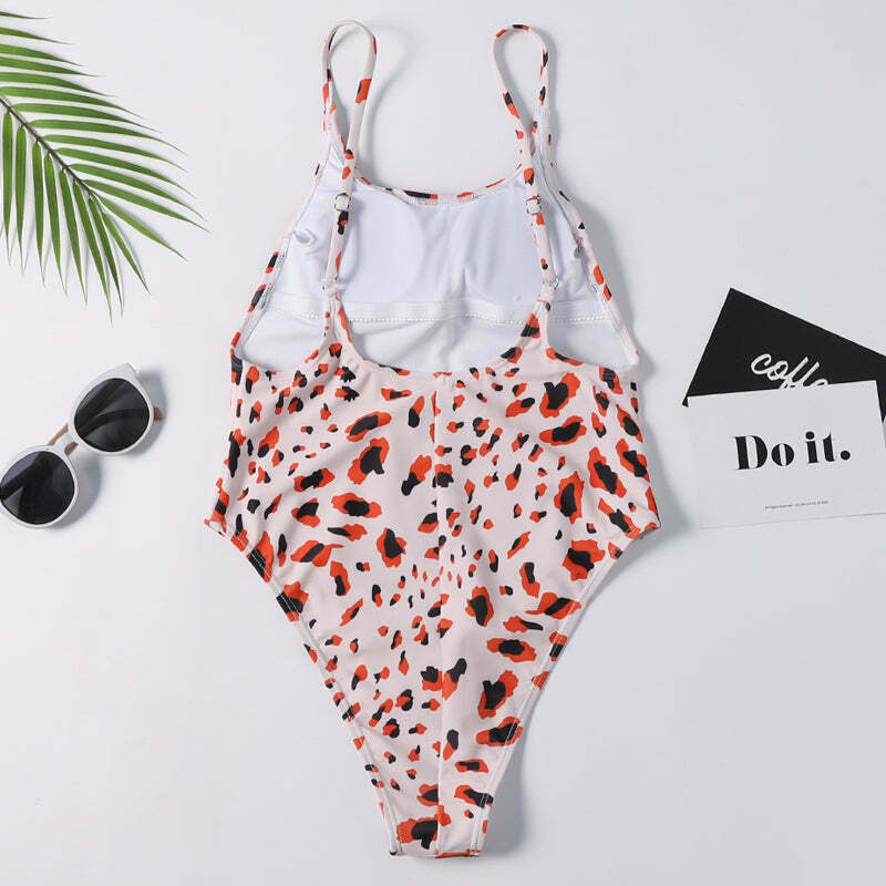 Leopard Backless Bralette Swimsuit - Y2K Fashion Statement for Women with Coquette Aesthetic