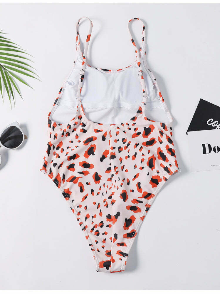 Leopard Backless Bralette Swimsuit - Y2K Fashion Statement for Women with Coquette Aesthetic
