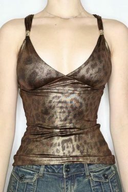 Leopard Print Backless Tank Top - Y2K Aesthetic Sleeveless Shirt - Coquette Style Fashion Piece