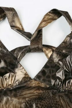 Leopard Print Backless Tank Top - Y2K Aesthetic Sleeveless Shirt - Coquette Style Fashion Piece