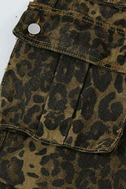 Leopard Print Cargo Jeans - Y2K Fashion Statement with Coquette Aesthetic and Grunge Style