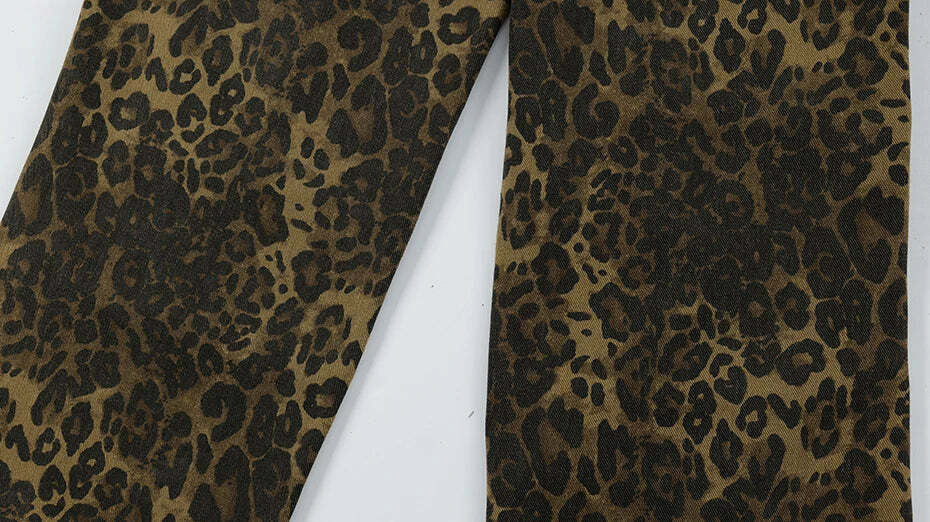 Leopard Print Cargo Jeans - Y2K Fashion Statement with Coquette Aesthetic and Grunge Style
