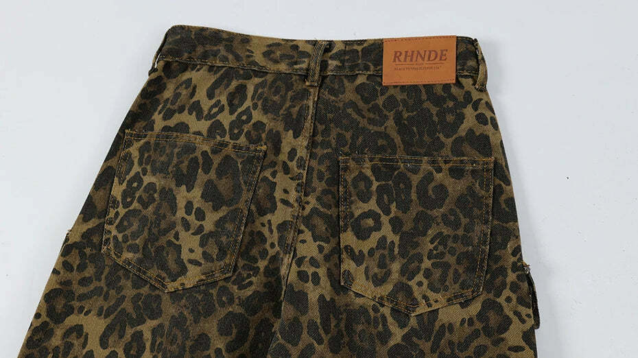 Leopard Print Cargo Jeans - Y2K Fashion Statement with Coquette Aesthetic and Grunge Style