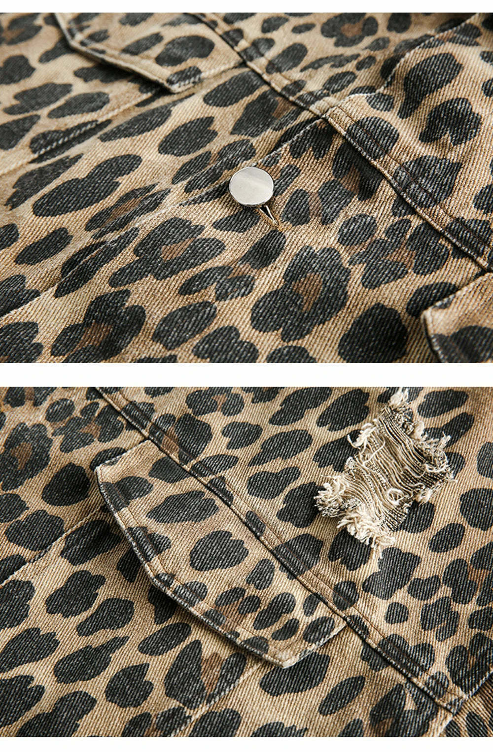 Leopard Print Distressed Western Jacket for Y2K Fashion Enthusiasts