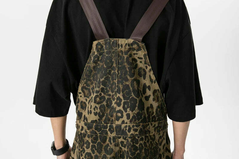 Leopard Print Dungarees - Y2K Fashion Statement with Coquette Aesthetic and Grunge Style