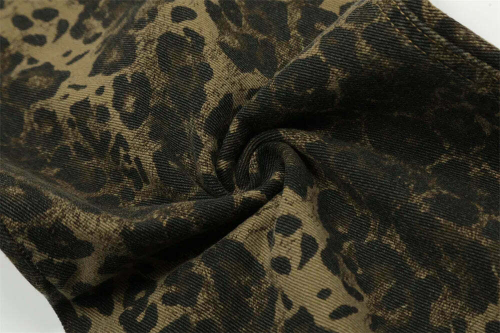 Leopard Print Dungarees - Y2K Fashion Statement with Coquette Aesthetic and Grunge Style