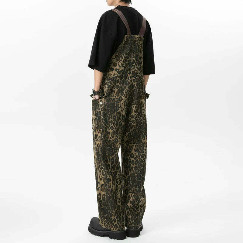 Leopard Print Dungarees - Y2K Fashion Statement with Coquette Aesthetic and Grunge Style