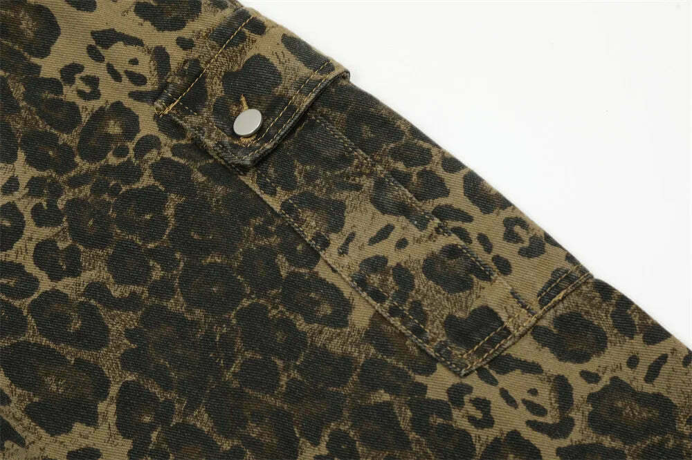 Leopard Print Dungarees - Y2K Fashion Statement with Coquette Aesthetic and Grunge Style