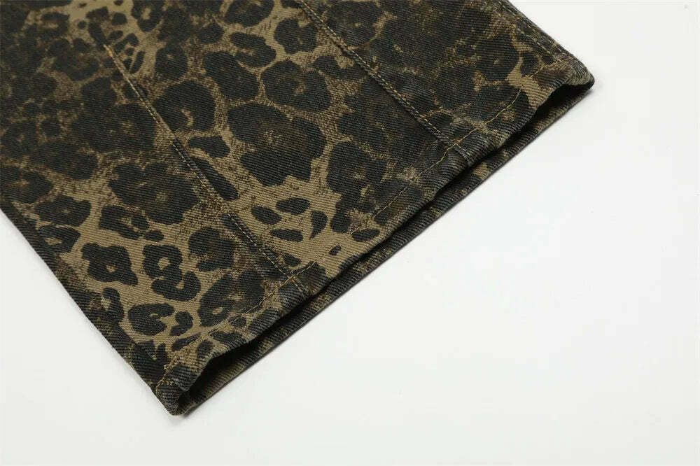 Leopard Print Dungarees - Y2K Fashion Statement with Coquette Aesthetic and Grunge Style