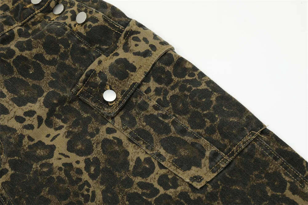 Leopard Print Dungarees - Y2K Fashion Statement with Coquette Aesthetic and Grunge Style