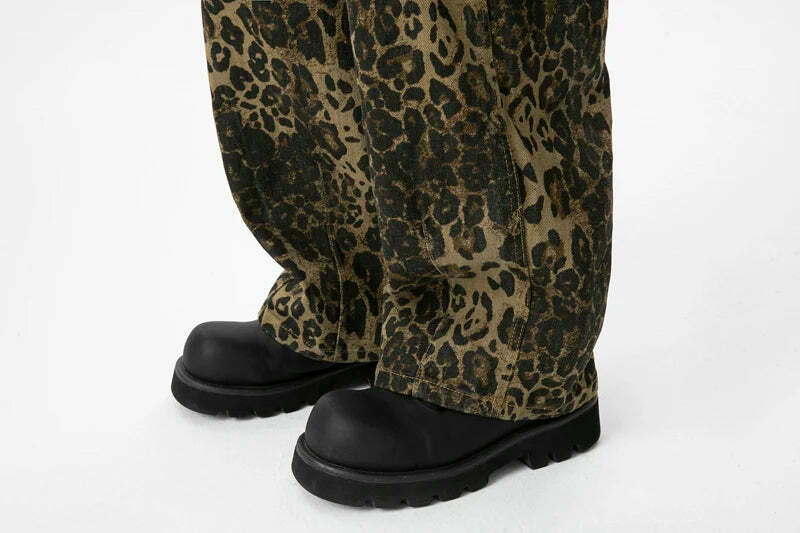 Leopard Print Dungarees - Y2K Fashion Statement with Coquette Aesthetic and Grunge Style