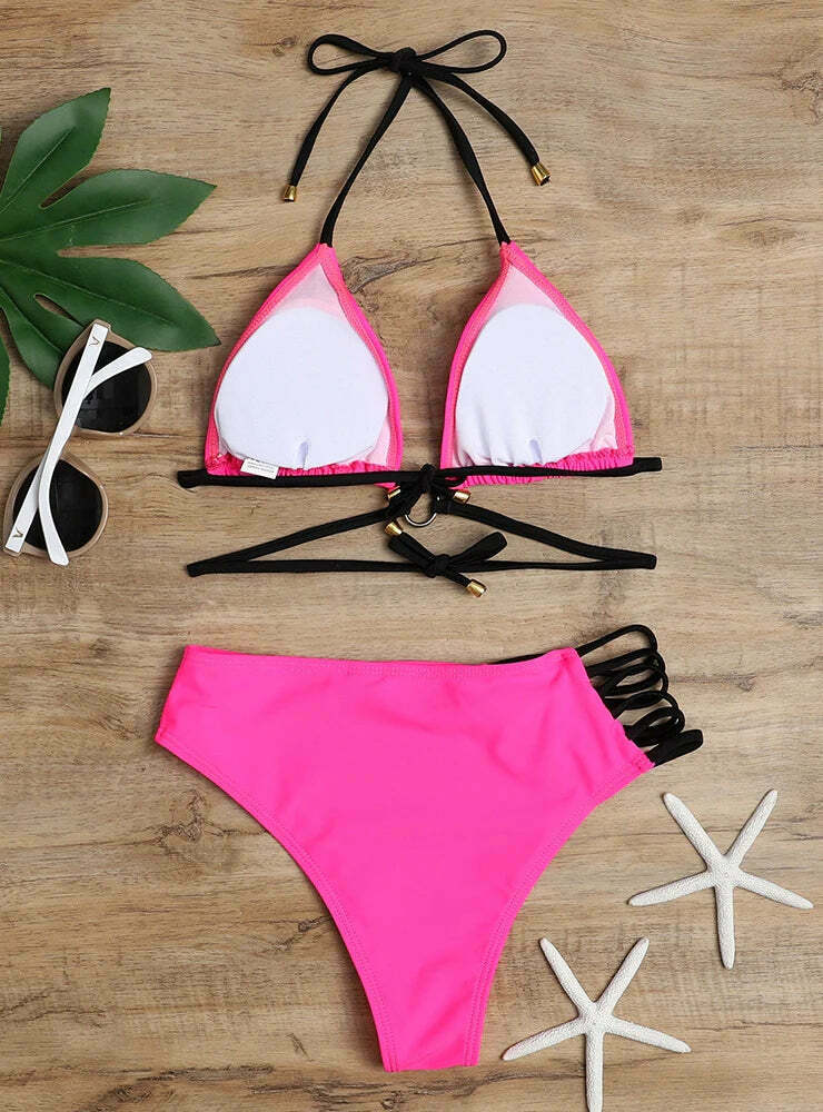 Leopard Print Hollow Swimsuit Bikini - Y2K Fashion Statement for Women