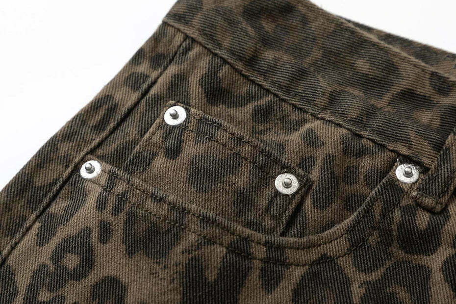 Leopard Print Jeans: Y2K Fashion Statement with Coquette Aesthetic and Grunge Style