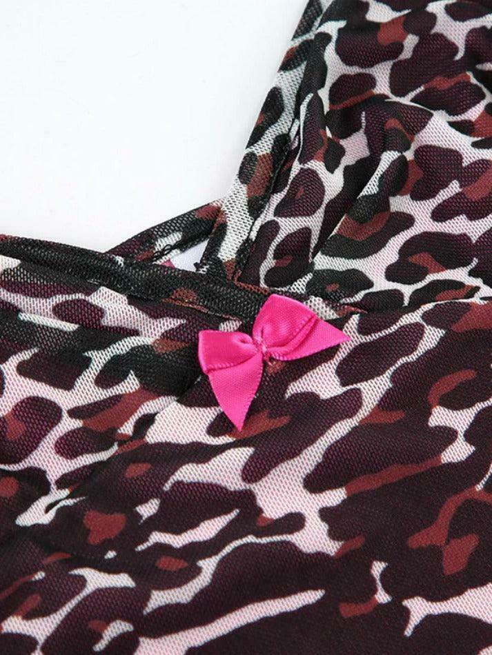 Leopard Print Lace Cami: Y2K Fashion Coquette Aesthetic Cute Tops Grunge Style Cargo Skirt