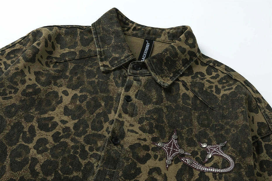 Leopard Print Overshirt - Y2K Fashion with Coquette Aesthetic Twist
