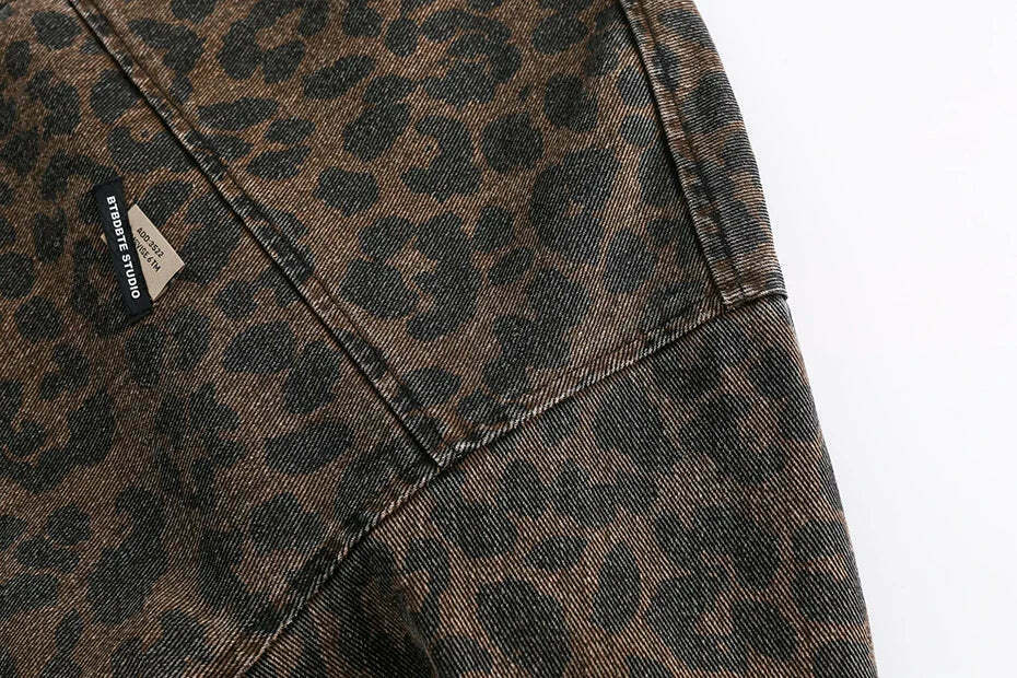 Leopard Print Trucker Jacket with Zipper - Y2K Fashion Statement for Women
