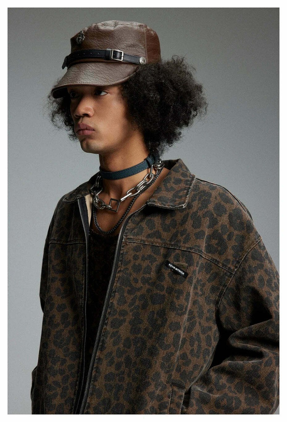 Leopard Print Trucker Jacket with Zipper - Y2K Fashion Statement for Women