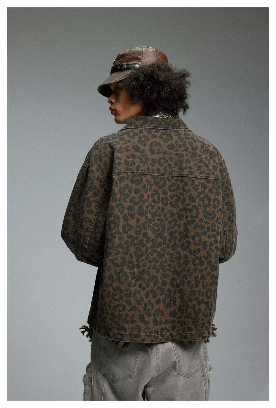 Leopard Print Trucker Jacket with Zipper - Y2K Fashion Statement for Women