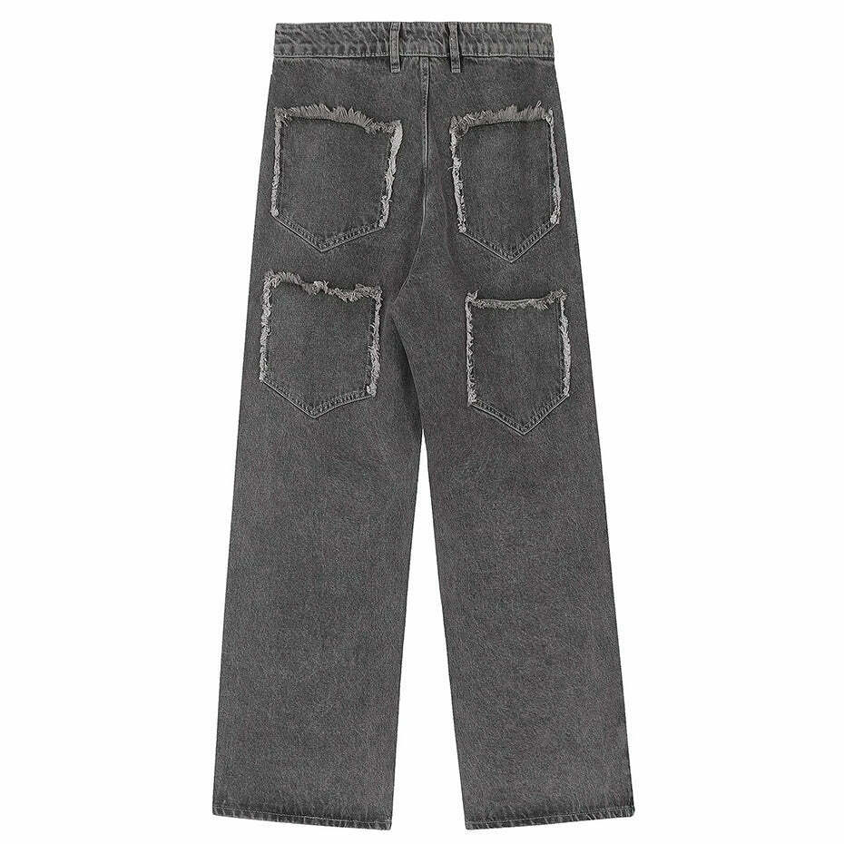 Lightning Star Patch Baggy Jeans - Y2K Fashion Statement with Unique Aesthetic Appeal