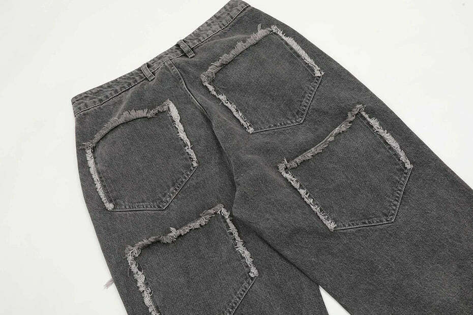 Lightning Star Patch Baggy Jeans - Y2K Fashion Statement with Unique Aesthetic Appeal