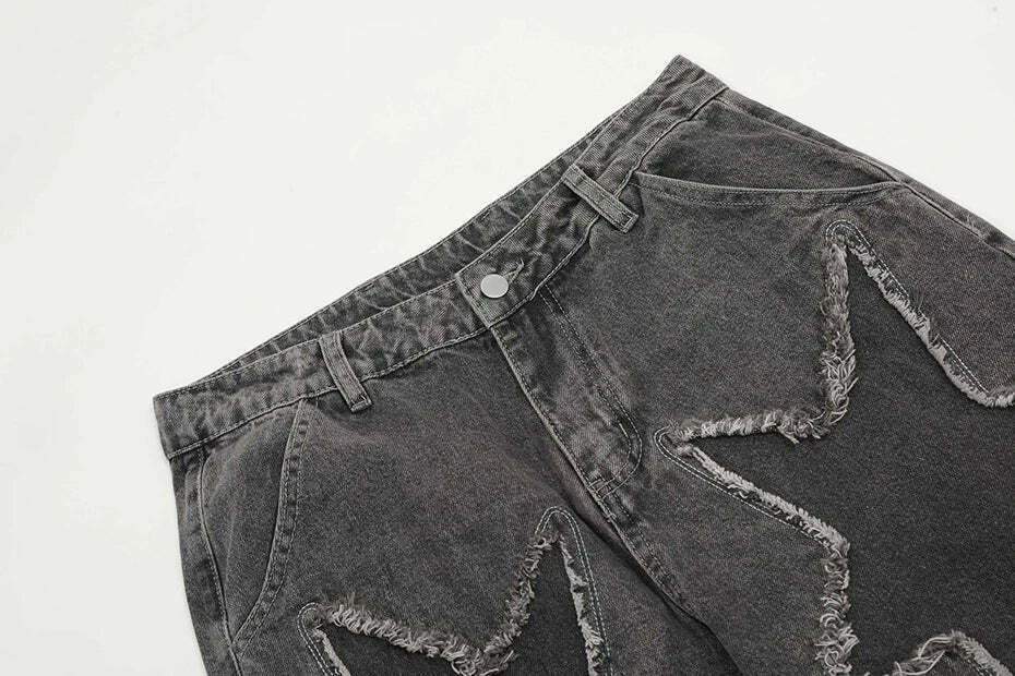 Lightning Star Patch Baggy Jeans - Y2K Fashion Statement with Unique Aesthetic Appeal