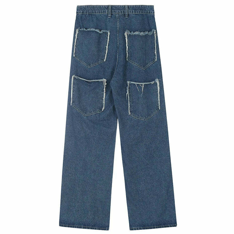 Lightning Star Patch Baggy Jeans - Y2K Fashion Statement with Unique Aesthetic Appeal