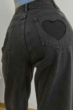 Love Bites Gradient Jeans - Y2K Fashion Statement with Coquette Aesthetic and Grunge Style
