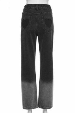 Love Bites Gradient Jeans - Y2K Fashion Statement with Coquette Aesthetic and Grunge Style