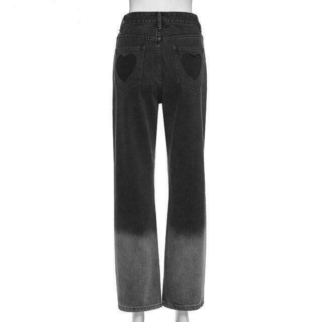 Love Bites Gradient Jeans - Y2K Fashion Statement with Coquette Aesthetic and Grunge Style