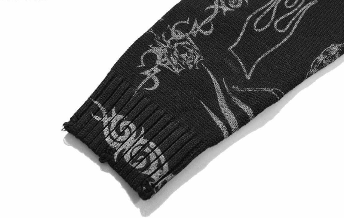 MADE EXTREME Tattoo Print Oversized Sweater - Y2K Aesthetic Coquette Fashion for Women