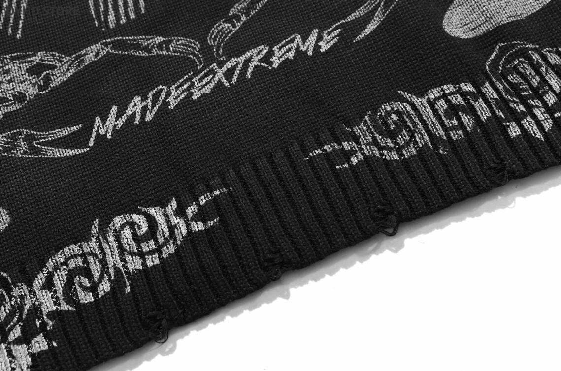 MADE EXTREME Tattoo Print Oversized Sweater - Y2K Aesthetic Coquette Fashion for Women
