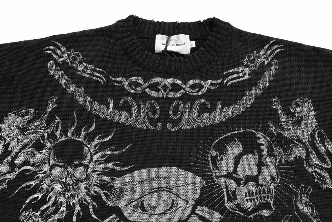 MADE EXTREME Tattoo Print Oversized Sweater - Y2K Aesthetic Coquette Fashion for Women