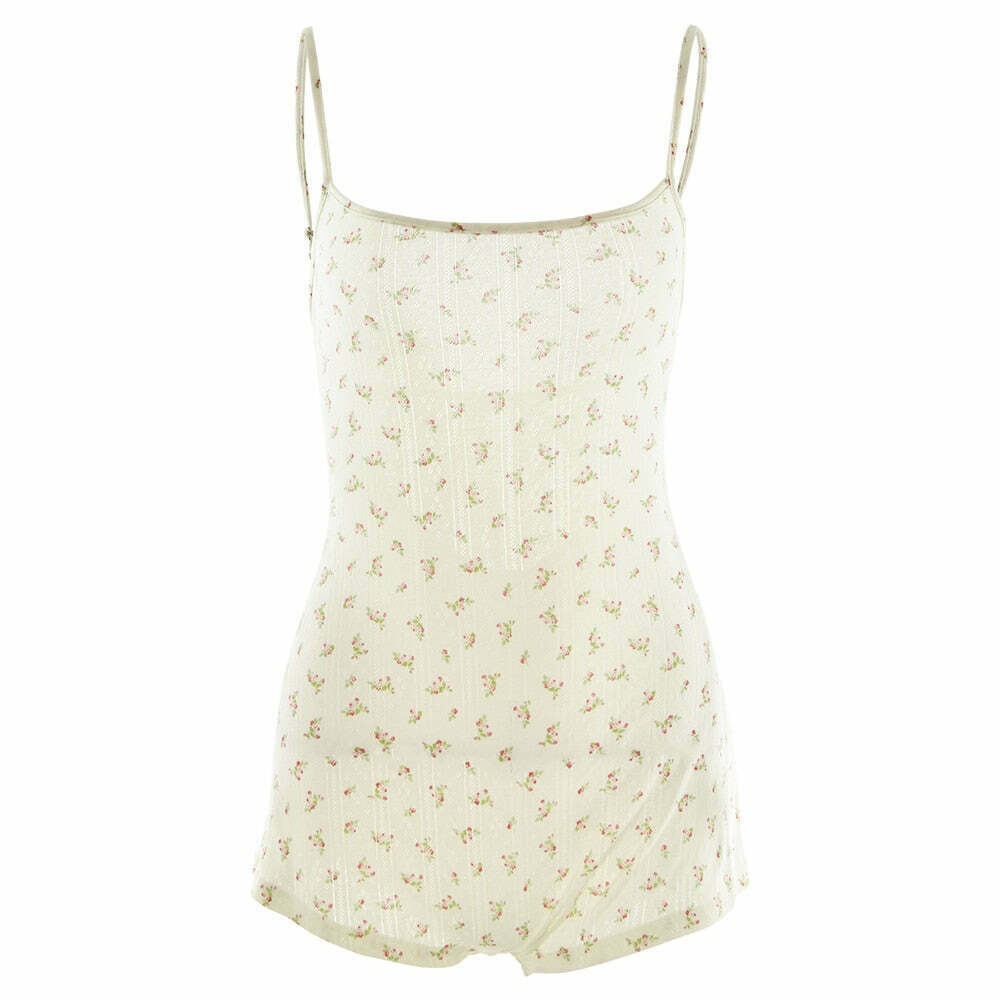 Marble Floral Playsuit - Y2K Fashion Coquette Aesthetic Grunge Style Cute Tops Past
