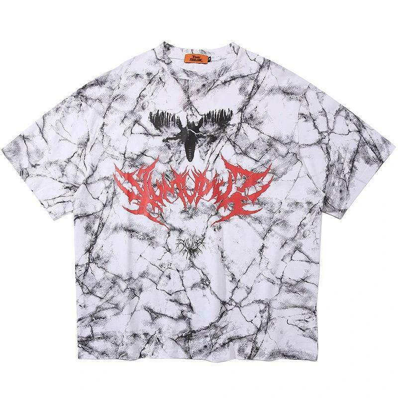 Marbled Death Metal Graphic Tee - Y2K Fashion Aesthetic Shirt for Women