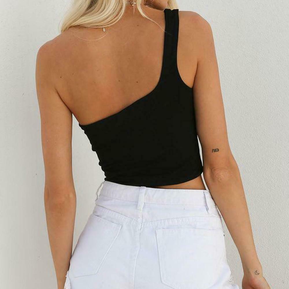Margot One Shoulder Tank Top - Y2K Coquette Grunge Aesthetic Cute Tops Pastel Goth Cargo Skirt