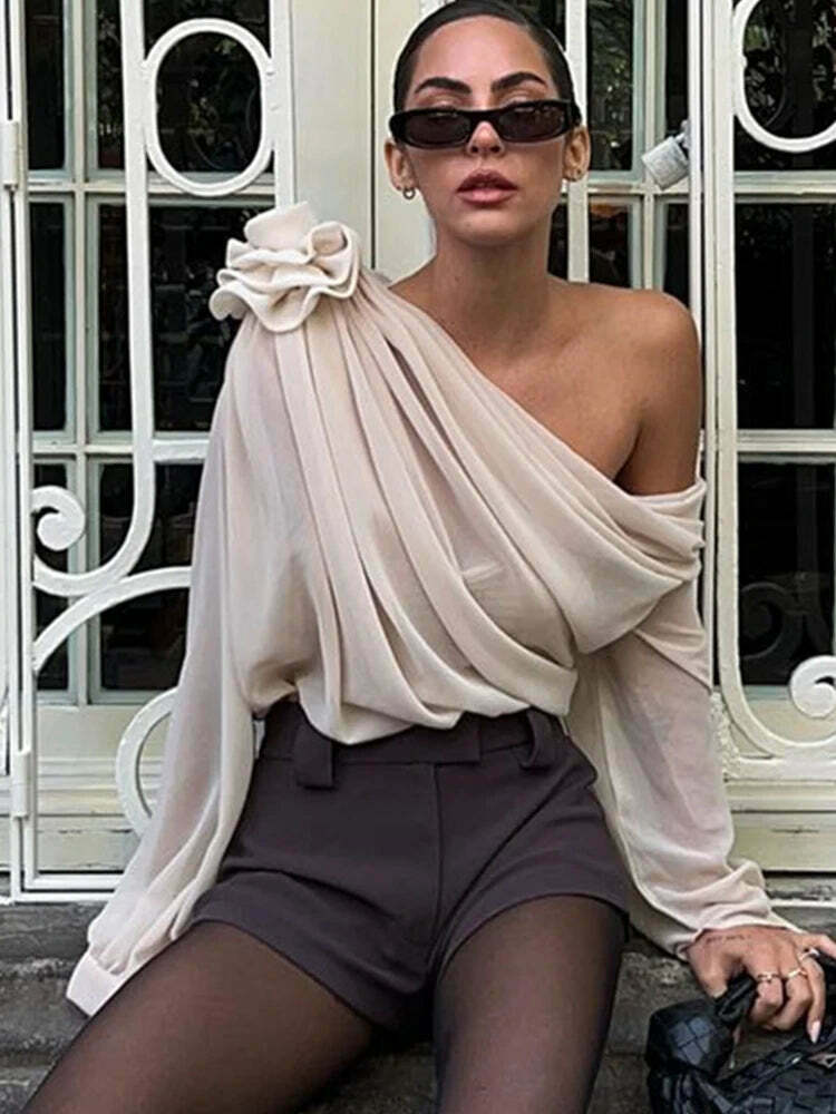 Marshmallow Whisper Coquette Chiffon Top - Y2K Fashion Aesthetic with Delightful Pastel Goth Vibes