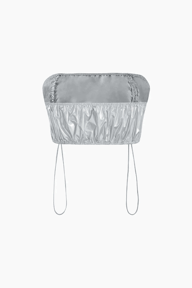 Metallic Drawstring Tube Top & Gathered Pants - Y2K Fashion Coquette Aesthetic Grunge Style