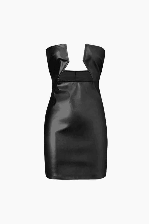 Metallic Leather Mini Dress - Y2K Fashion Statement with Coquette & Grunge Aesthetic