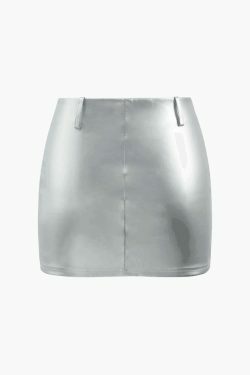Metallic Strapless Corset Top & A-Line Mini Skirt Set - Y2K Coquette
